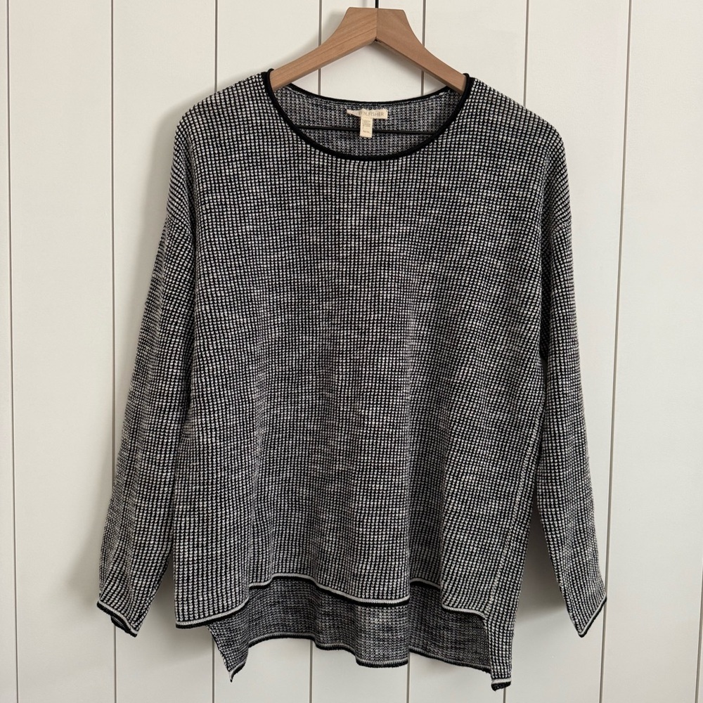 Eileen Fisher Linen Waffle Stitch Box Top Sweater